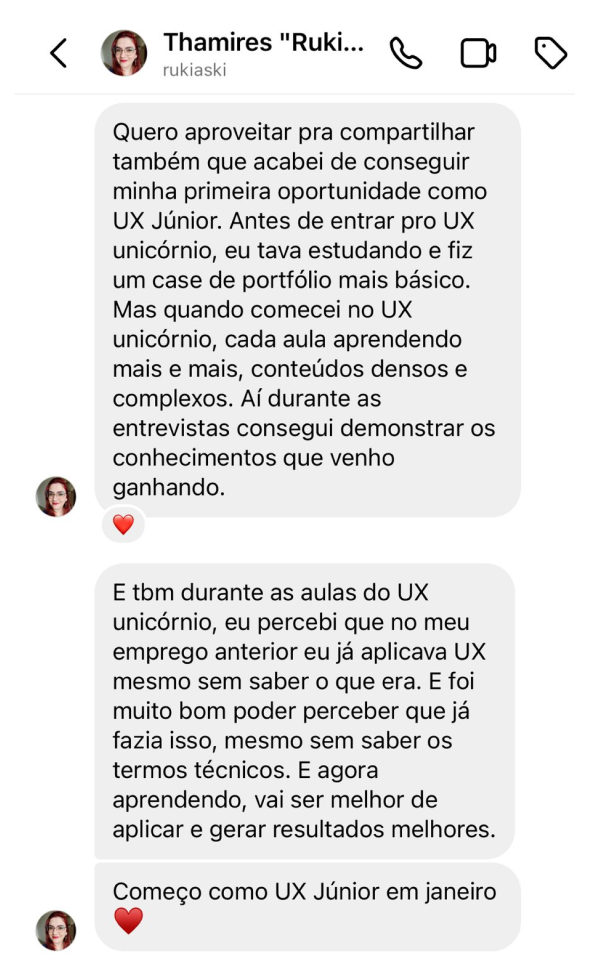 Depoimento de aluno da Formação IA UX Designer