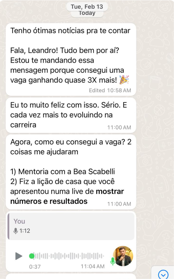 Depoimento de aluno da Formação IA UX Designer