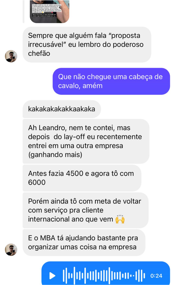 Depoimento de aluno da Formação IA UX Designer