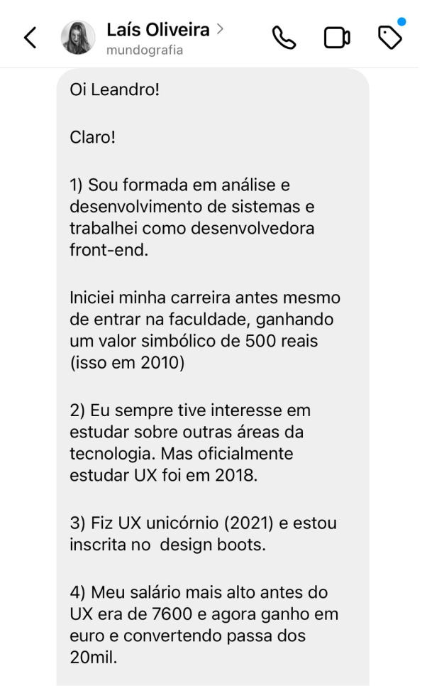 Depoimento de aluno da Formação IA UX Designer
